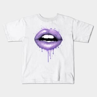 Lavender Lips Sexy Girl Mouth Love Kiss Print Kids T-Shirt